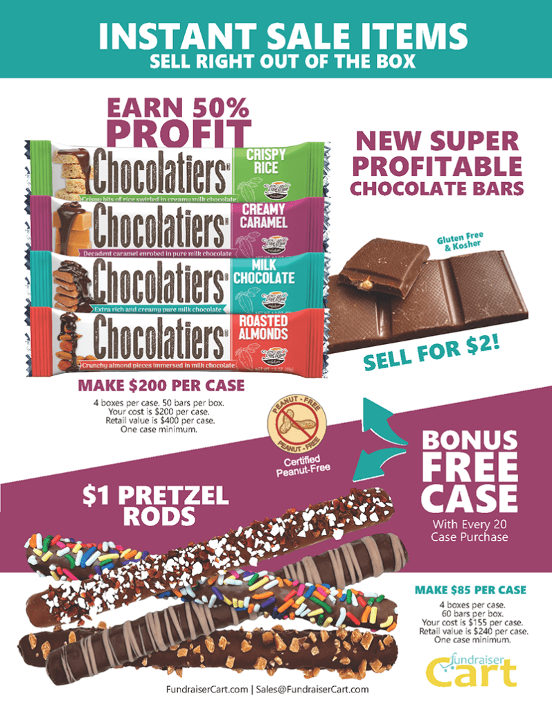 $2 Chocolate Bar Fundraiser. $1 Chocolate Pretzel Rod Fundraiser.